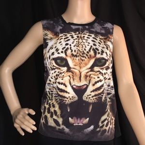 EXPRESS Cheetah Muscle Top XS